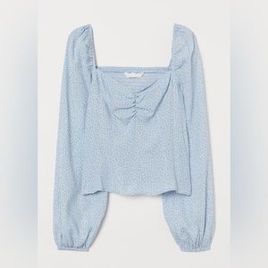 Puff Sleeve Light Blue Floral H&M Top